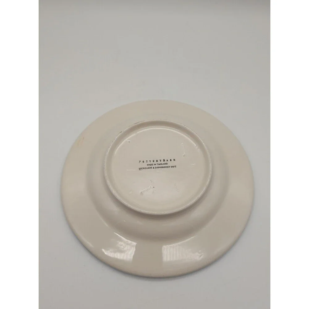 Pottery Barn Salad Lunch Plate Blue With Green Leaves Watercolor